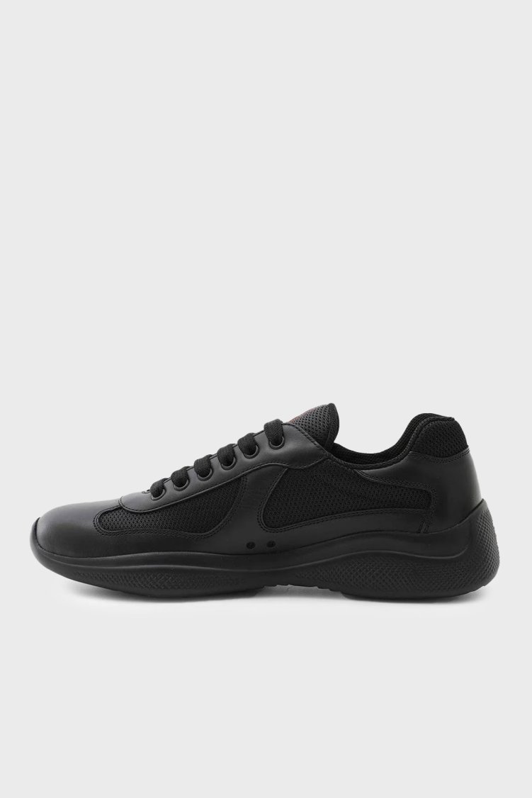 Prada % 100 Deri Logolu Sneaker Erkek Ayakkabı 4E3400 6GW F0002 SİYAH - Prada (1)