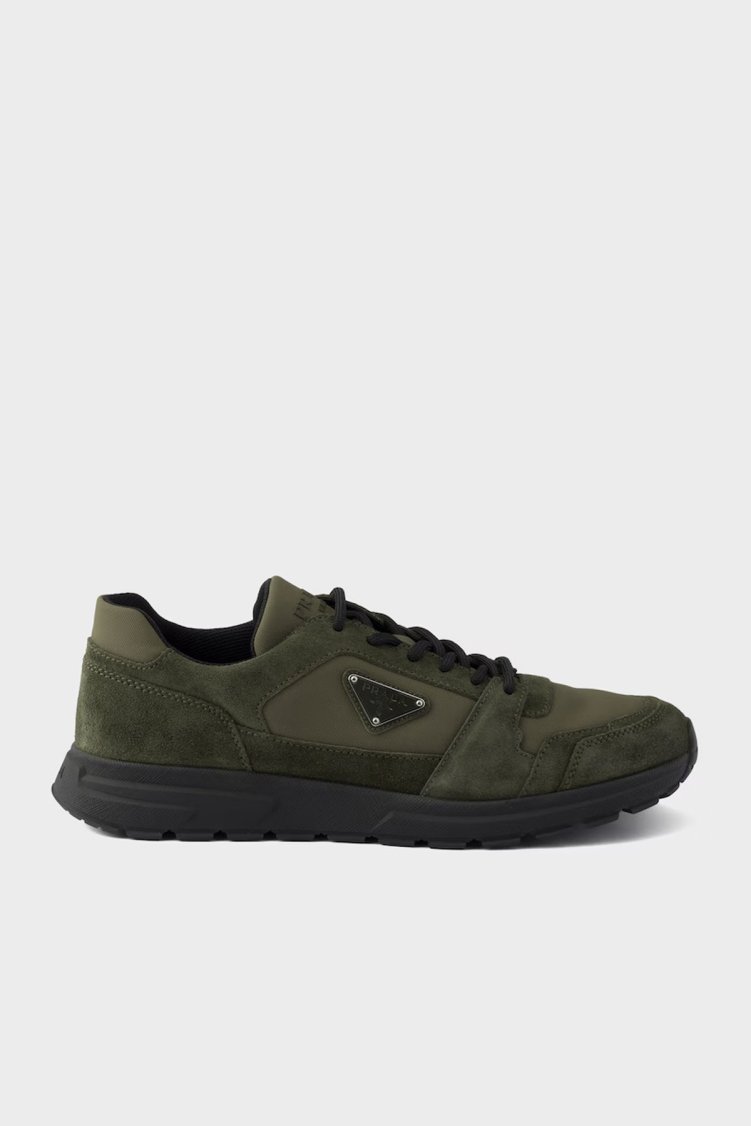 Prada Logolu Süet Detaylı Sneaker Erkek Ayakkabı 2EE4793ANK F0334 Haki-kahve - Prada