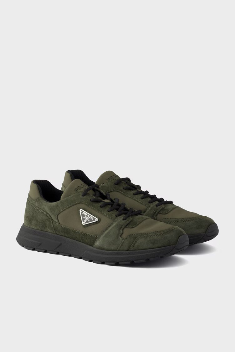 Prada Logolu Süet Detaylı Sneaker Erkek Ayakkabı 2EE4793ANK F0334 Haki-kahve - Prada (1)
