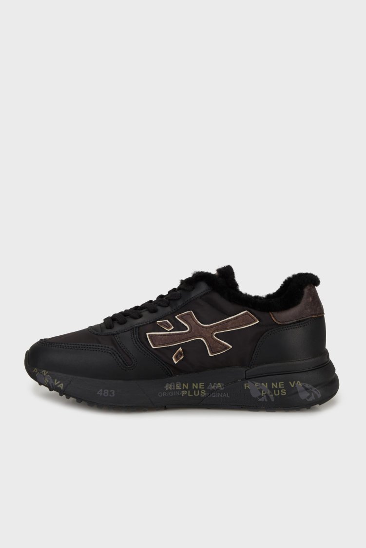 Premiata Deri Karışımlı İçi Yumuşak Tüylü Logolu Sneaker Erkek Ayakkabı MICK 6565NM SİYAH - Premiata (1)