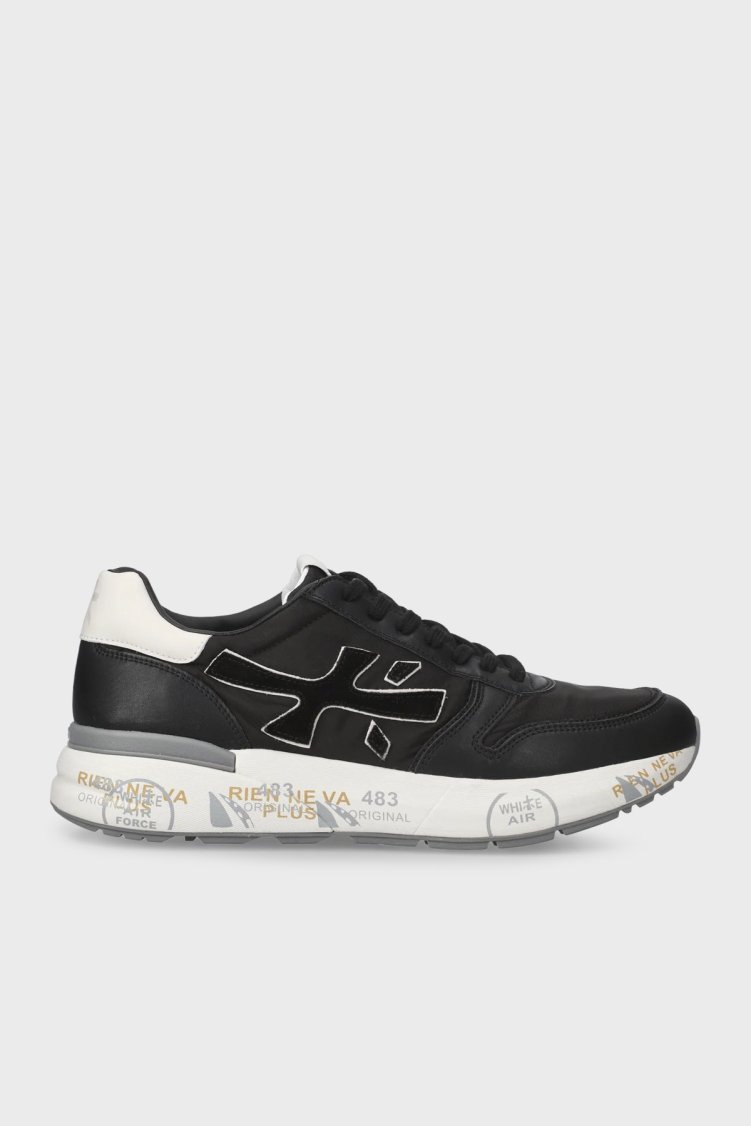 Premiata Deri Karışımlı Logolu Bağcıklı Sneaker Erkek Ayakkabı MICK 7249 SİYAH - Premiata