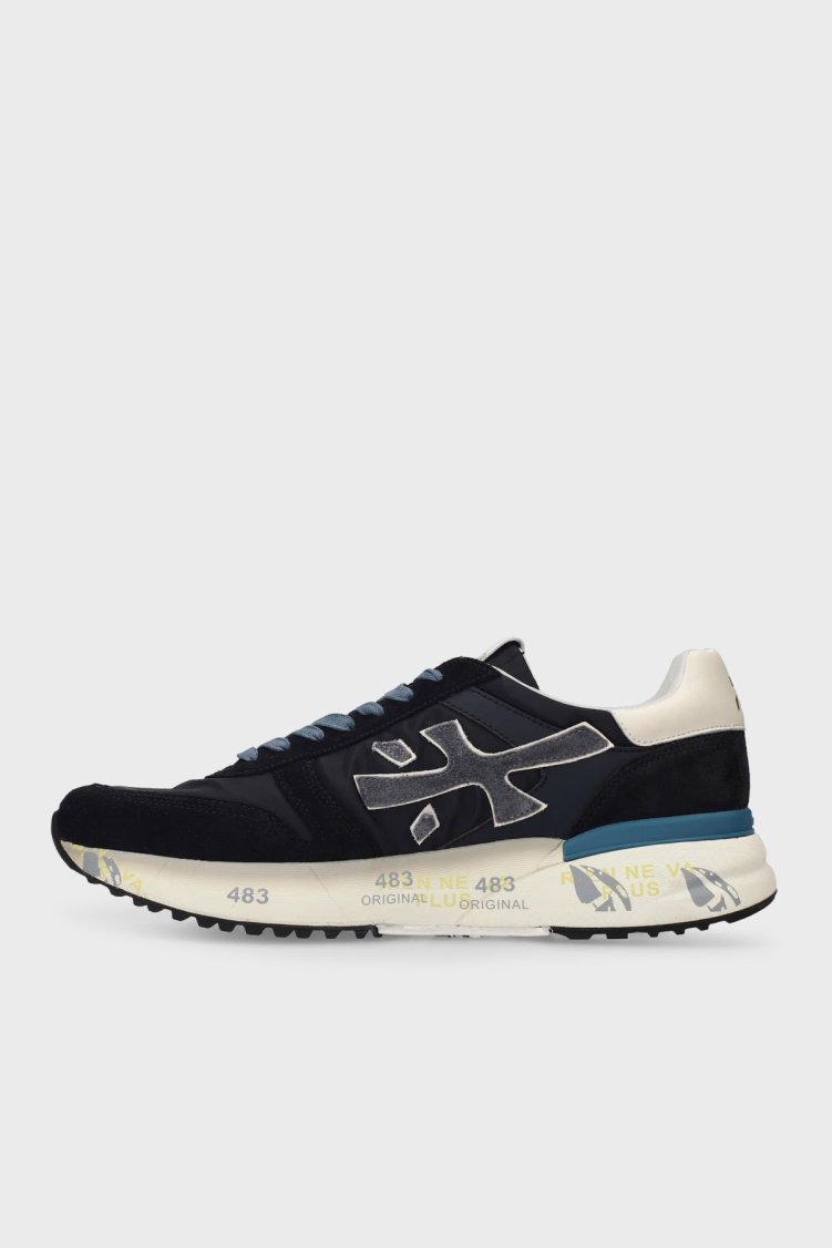 Premiata Deri Karışımlı Logolu Bağcıklı Sneaker Erkek Ayakkabı MICK 7716 SİYAH-LACİVERT - Premiata (1)