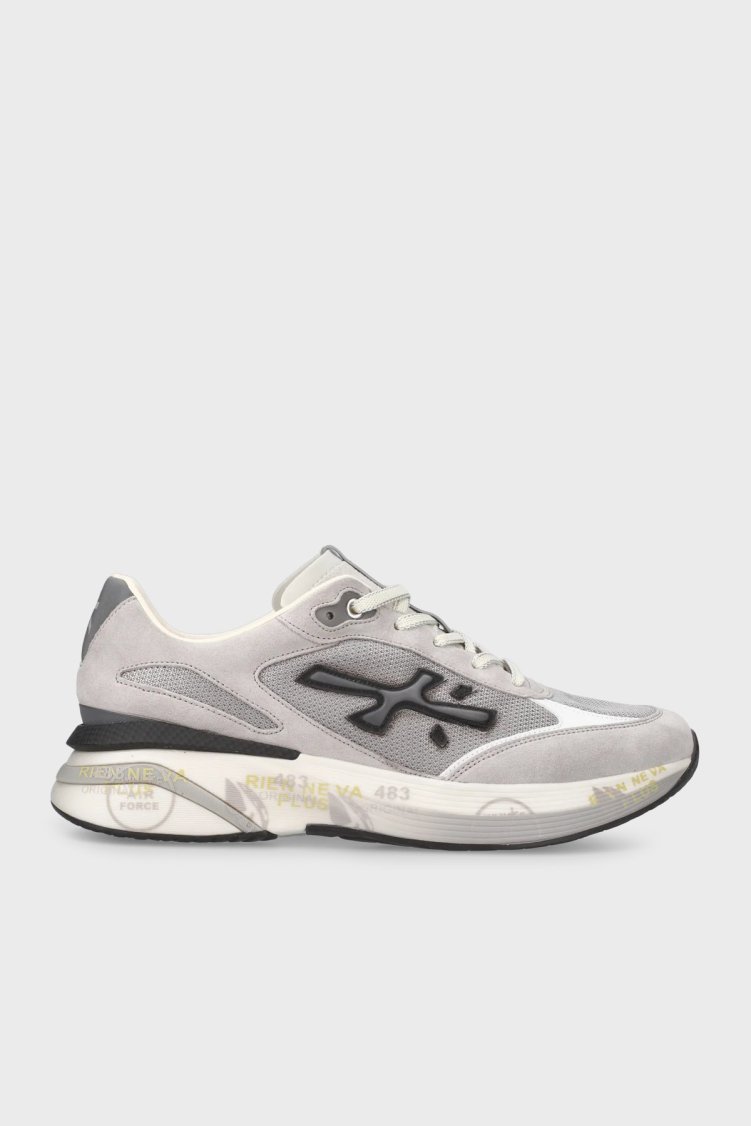 Premiata Deri Karışımlı Logolu Bağcıklı Sneaker Erkek Ayakkabı MOERUN 7304 MİNT-GRİ - Premiata