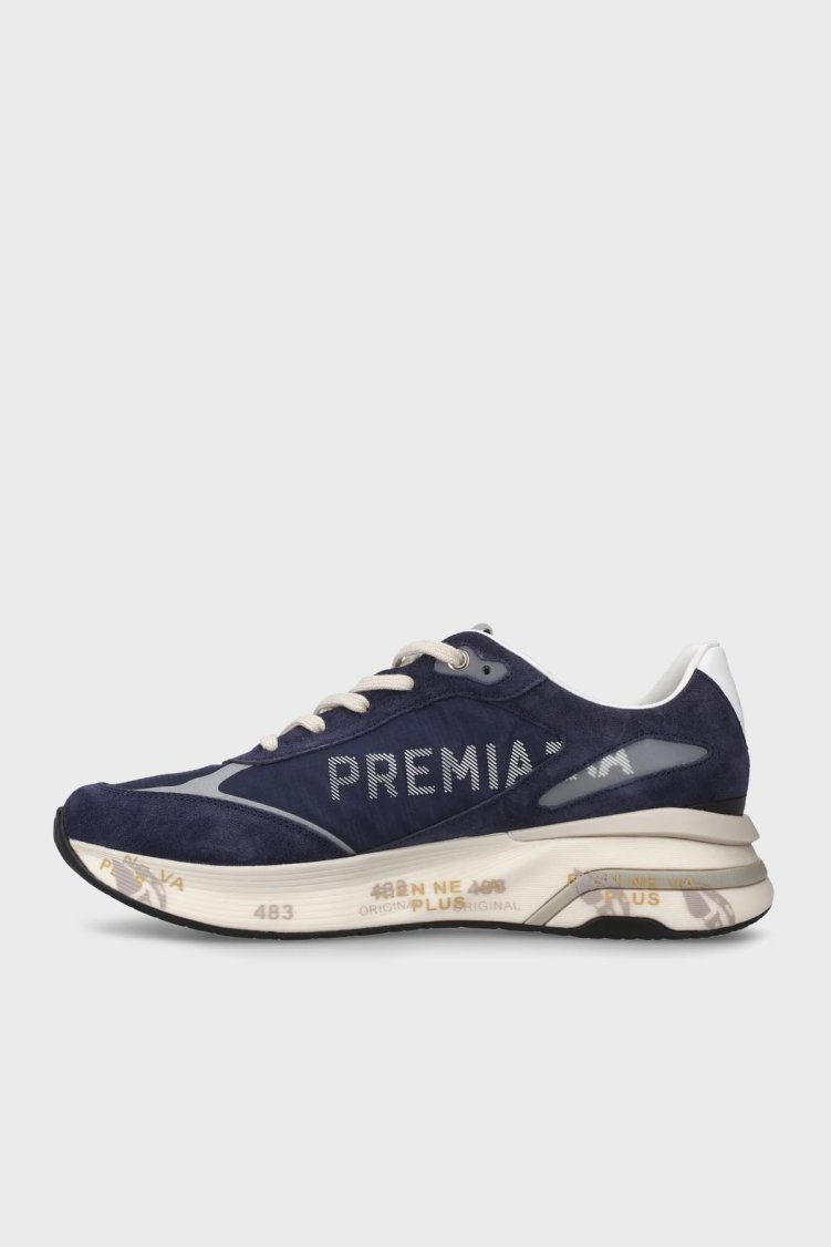 Premiata Deri Karışımlı Logolu Bağcıklı Sneaker Erkek Ayakkabı MOERUN 7306 LACİVERT - Premiata (1)