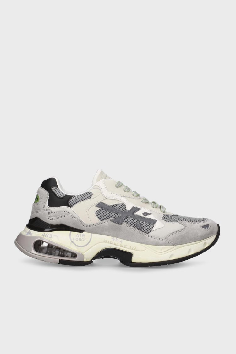Premiata Deri Karışımlı Logolu Sneaker Erkek Ayakkabı SHARKY 407 BEJ-GRİ - Premiata