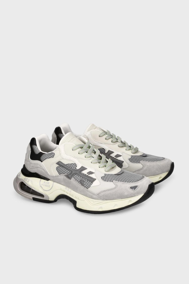 Premiata Deri Karışımlı Logolu Sneaker Erkek Ayakkabı SHARKY 407 BEJ-GRİ - Premiata (1)