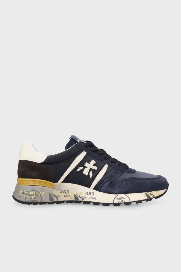 Premiata Deri Logolu Sneaker Erkek Ayakkabı LANDER 7702 LACİVERT - Premiata