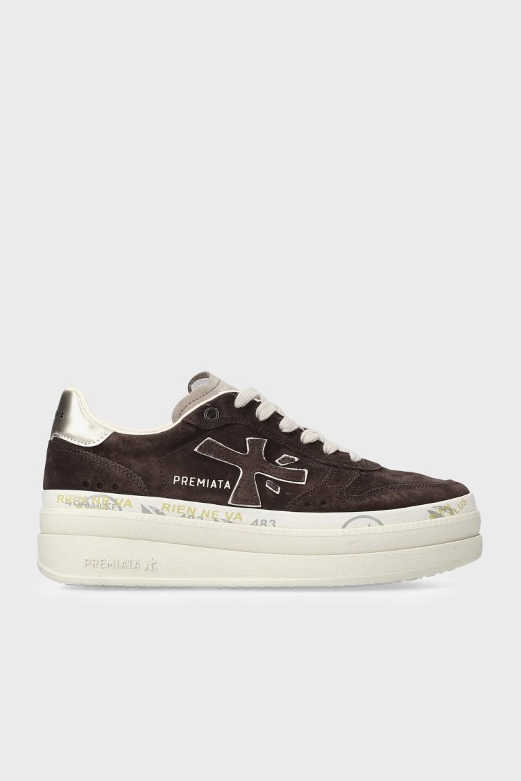 Premiata Kalın Taban Süet Sneaker Kadın Ayakkabı MICOL 7894 Kahve - Premiata