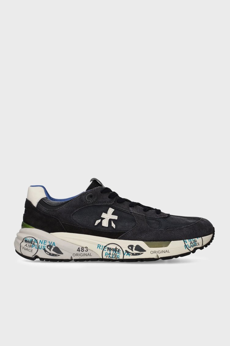 Premiata Logolu Deri Karışımlı Sneaker Erkek Ayakkabı MASE 8014 LACİVERT - Premiata