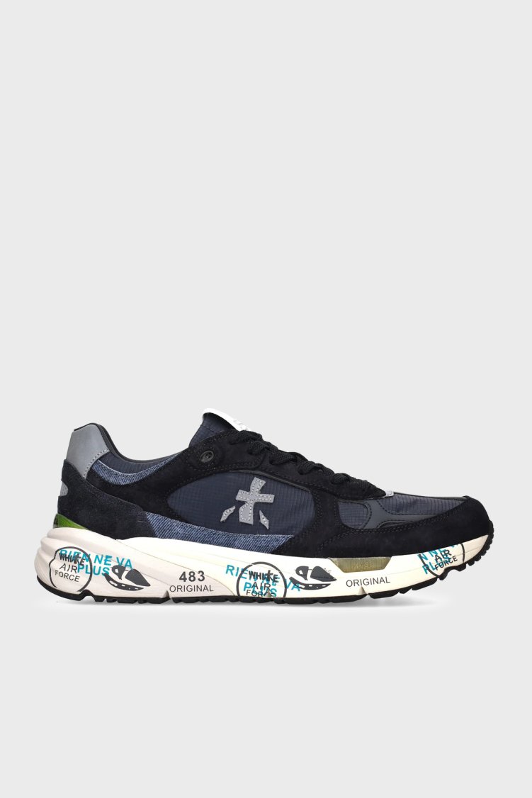 Premiata Logolu Deri Karışımlı Sneaker Erkek Ayakkabı MASE 8020 LACİVERT - Premiata