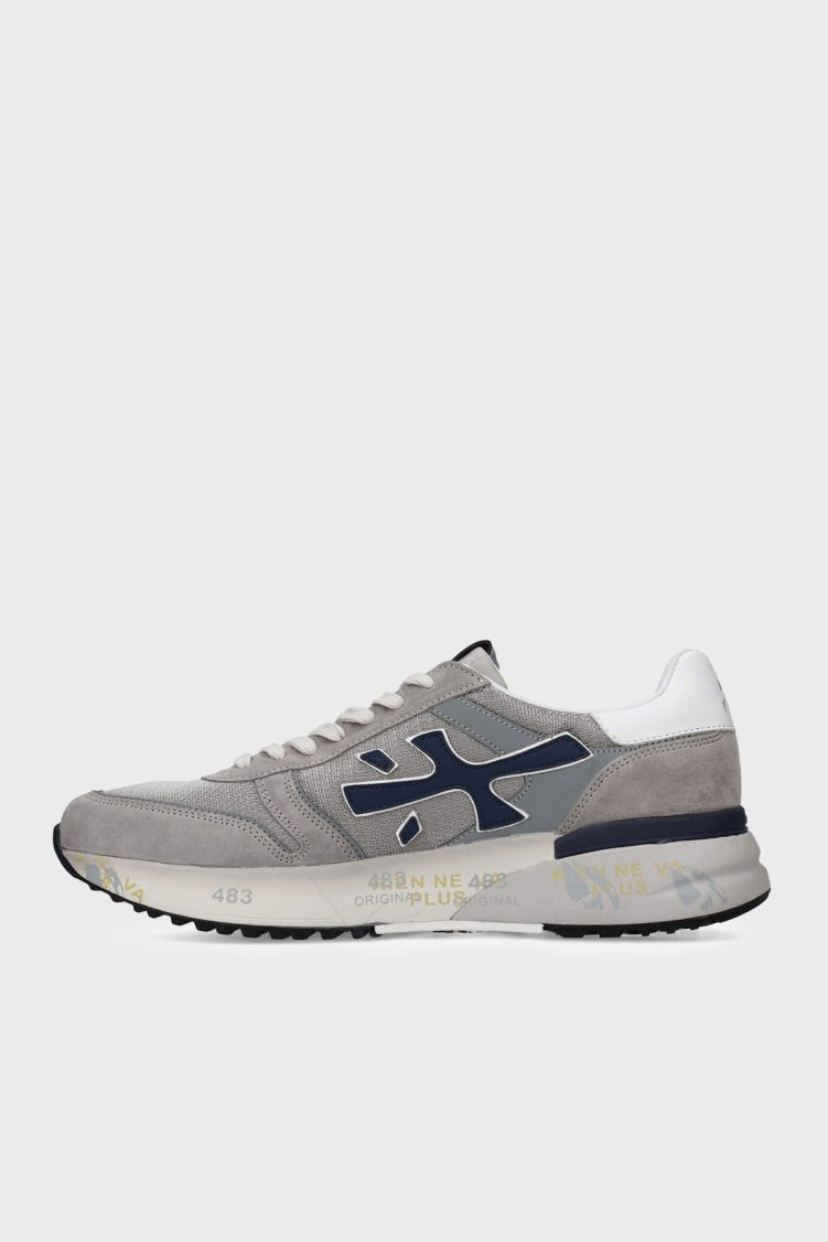 Premiata Logolu Deri Karışımlı Sneaker Erkek Ayakkabı MICK 8001 GRİ - Premiata (1)