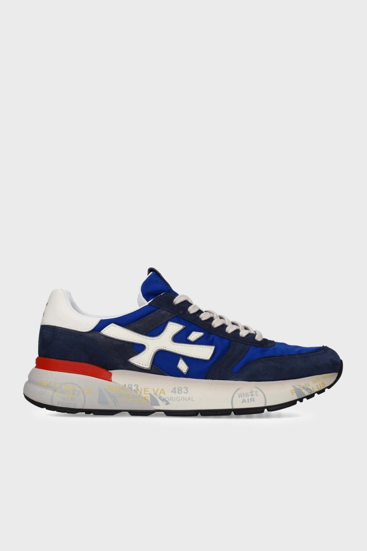 Premiata Logolu Deri Karışımlı Sneaker Erkek Ayakkabı MICK 8008 LACİVERT - Premiata