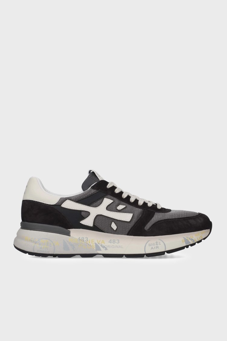 Premiata Logolu Deri Karışımlı Sneaker Erkek Ayakkabı MICK 8085 SİYAH - Premiata