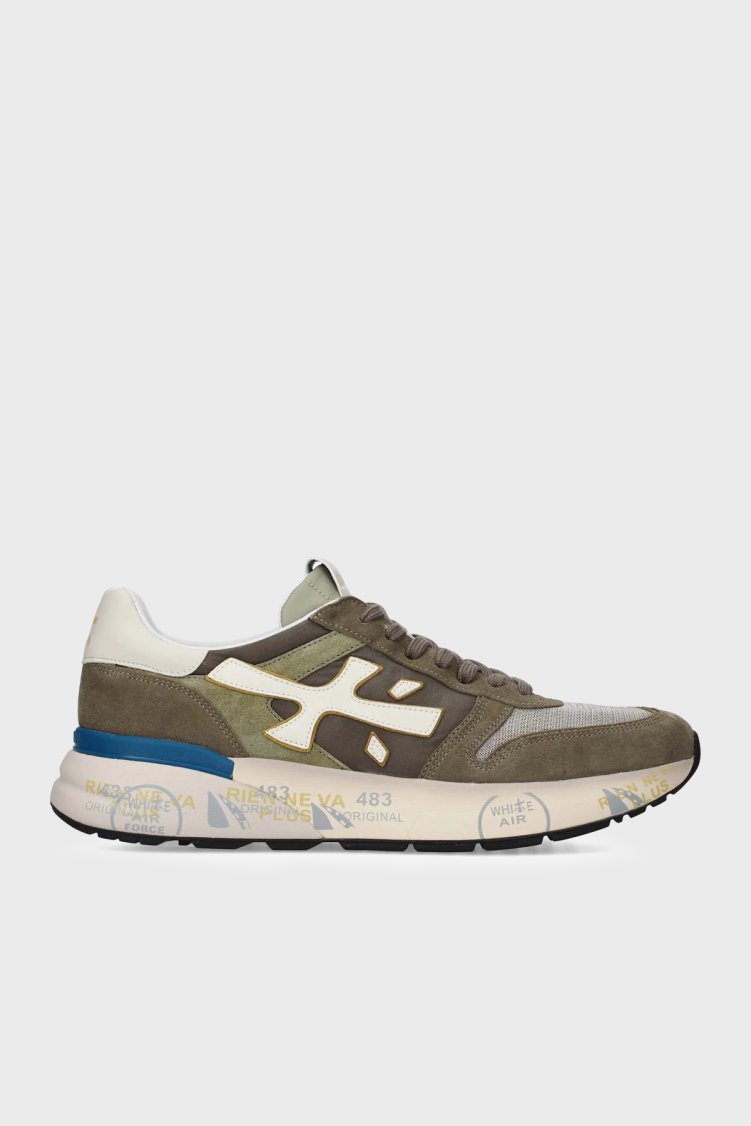 Premiata Logolu Deri Karışımlı Sneaker Erkek Ayakkabı MICK 8086 HAKİ - Premiata