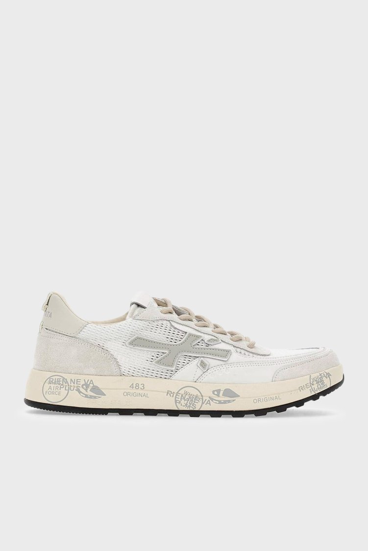 Premiata Logolu Deri Karışımlı Sneaker Erkek Ayakkabı NOUS 8106 BEYAZ - Premiata