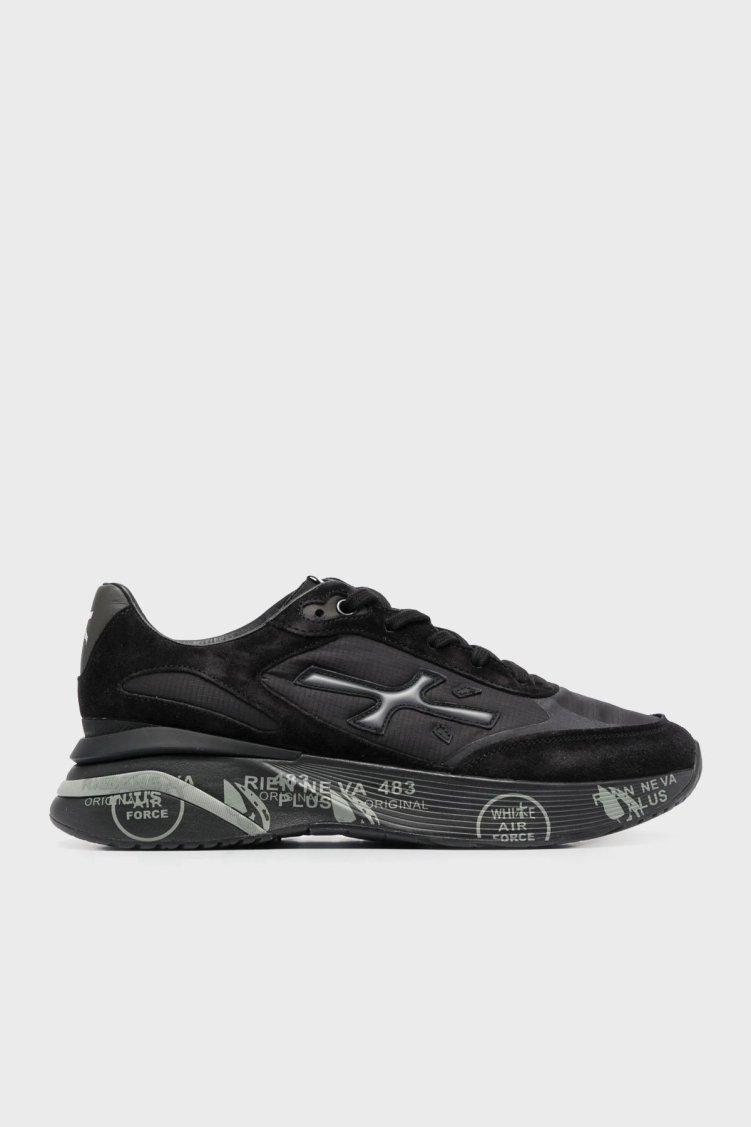 Premiata Logolu Hakiki Deri Karışımlı Sneaker Erkek Ayakkabı MOERUN 6445 Siyah - Premiata