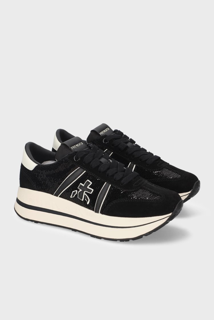 Premiata Logolu Kalın Taban Sneaker Kadın Ayakkabı BETHCOIN 8504 Siyah - Premiata (1)