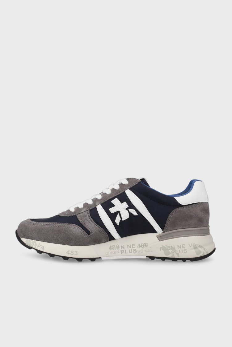 Premiata Logolu Süet Detaylı Sneaker Erkek Ayakkabı LANDER 7203 LACİVERT-GRİ - Premiata (1)