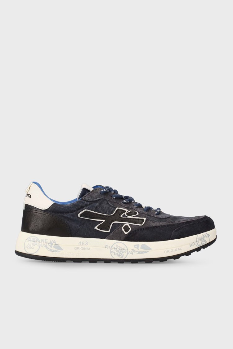 Premiata Logolu Süet Detaylı Sneaker Erkek Ayakkabı NOUS 7726 SİYAH-ANTRASİT - Premiata