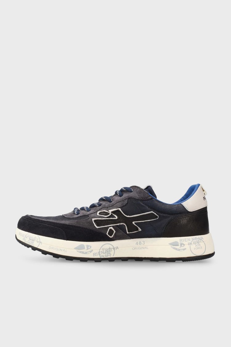 Premiata Logolu Süet Detaylı Sneaker Erkek Ayakkabı NOUS 7726 SİYAH-ANTRASİT - Premiata (1)