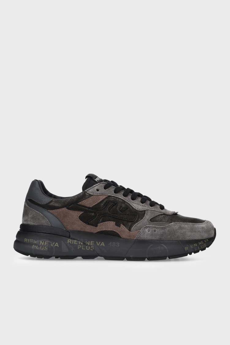 Premiata Logolu Süet Sneaker Erkek Ayakkabı MICK 8452 Antrasit - Premiata