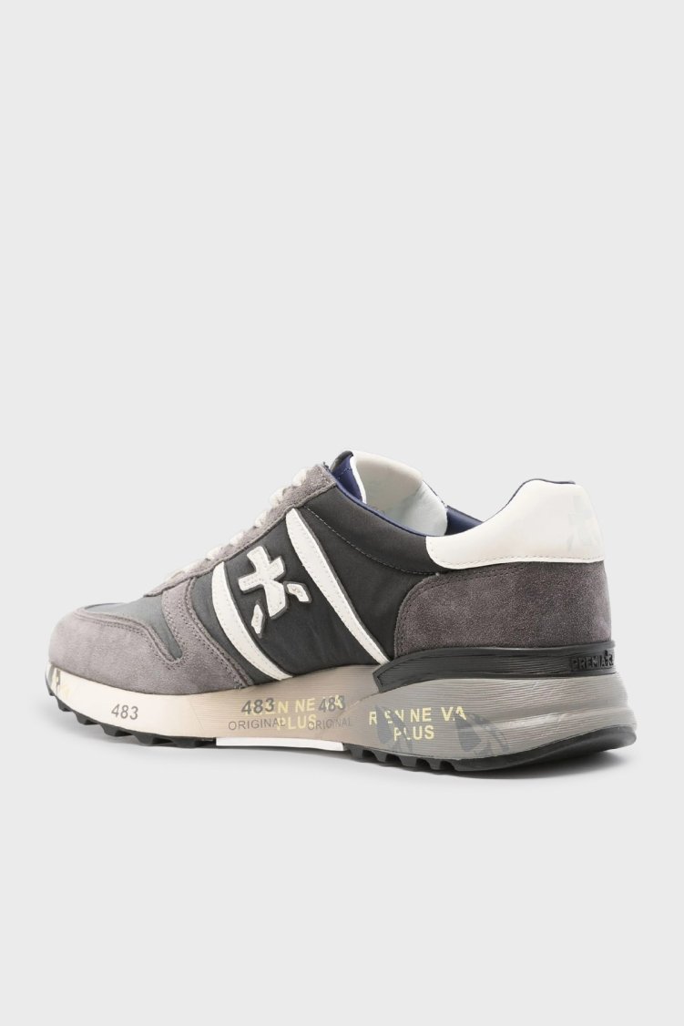 Premiata Süet Deri Logolu Bağcıklı Sneaker Erkek Ayakkabı LANDER 6906 GRİ - Premiata (1)