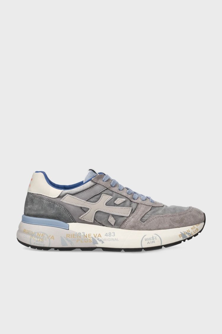 Premiata Süet Detaylı Logolu Sneaker Erkek Ayakkabı MICK 7247 Gri - Premiata