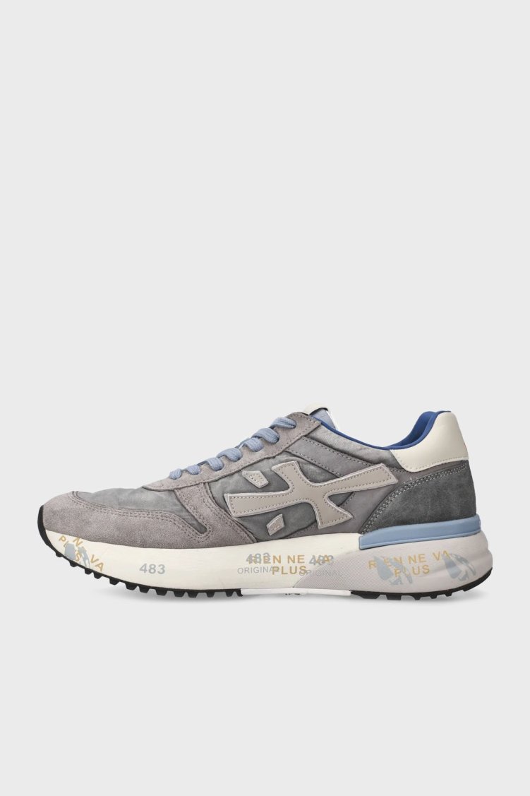Premiata Süet Detaylı Logolu Sneaker Erkek Ayakkabı MICK 7247 Gri - Premiata (1)