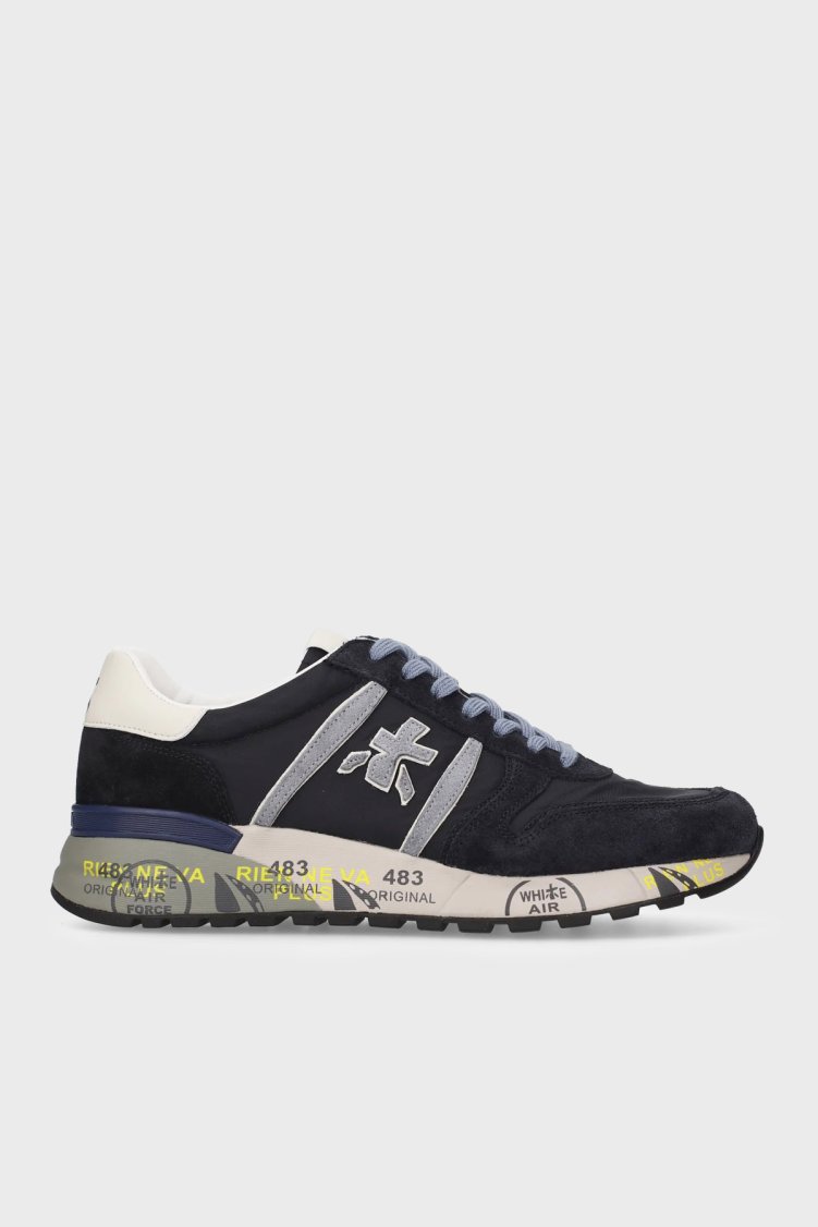 Premiata Süet Detaylı Sneaker Erkek Ayakkabı LANDER 8656 Lacivert - Premiata