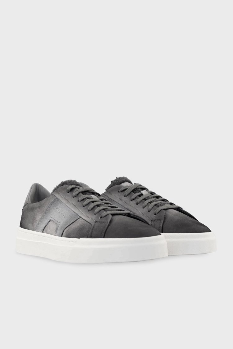 Santoni Deri Karışımlı Logolu Sneaker Erkek Ayakkabı MBGT22124PNNTPIDG45 GRİ - Santoni (1)