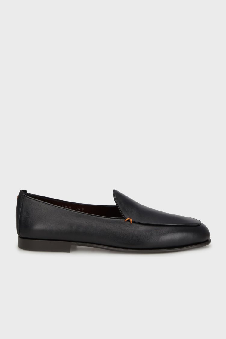 Santoni Hakiki Deri Dikiş Detaylı Loafer Erkek Ayakkabı MGEC19088SMOMMEMN01 SİYAH - Santoni