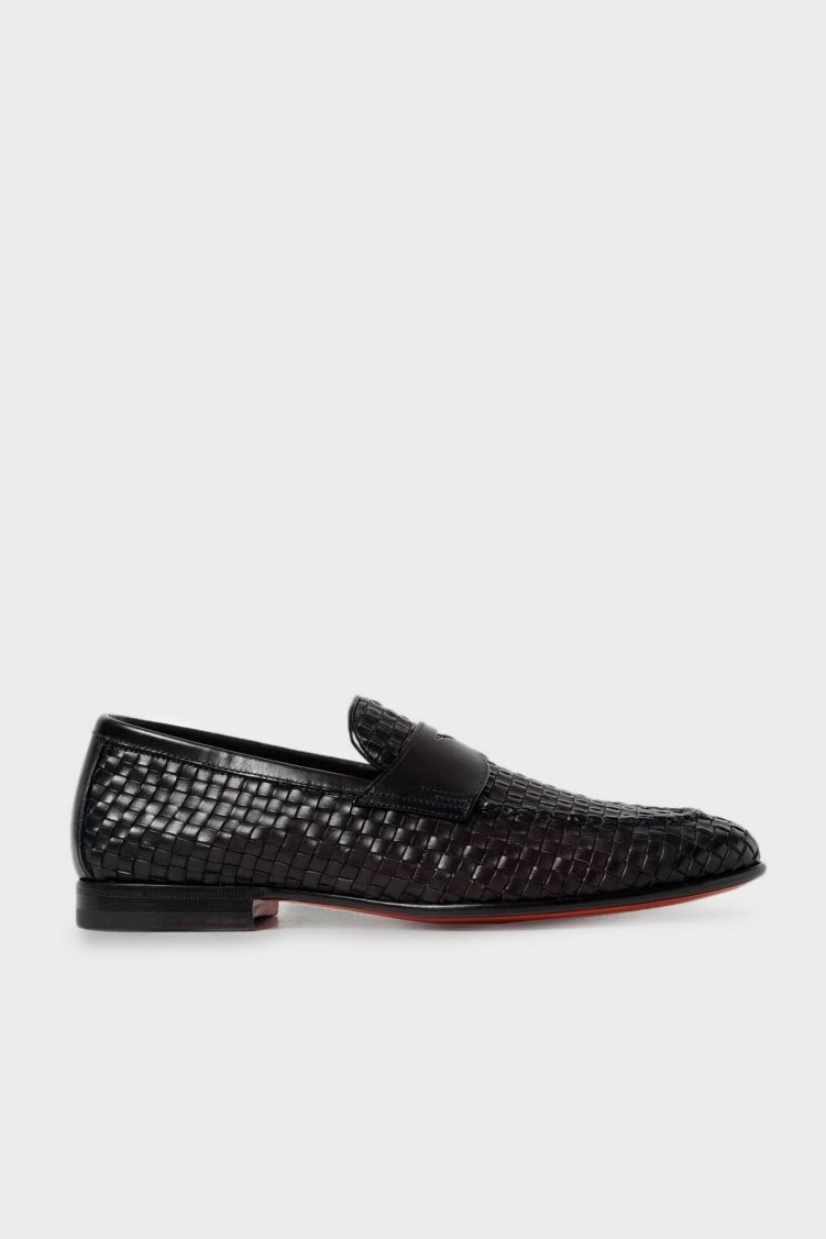 Santoni Hakiki Deri Loafer Erkek Ayakkabı MCNC13903LA3SWNCN01 SİYAH - Santoni