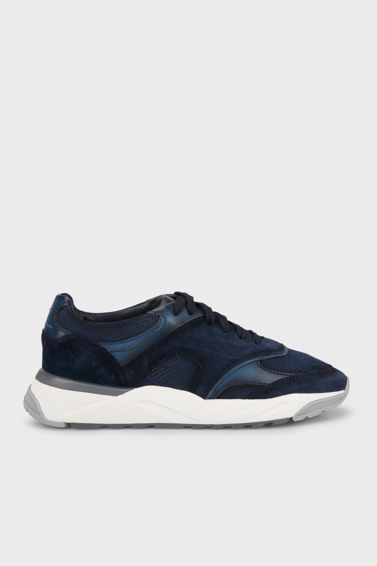Santoni Hakiki Deri Sneaker Erkek Ayakkabı MBIM22112BGRTOKCU60 LACİVERT - Santoni