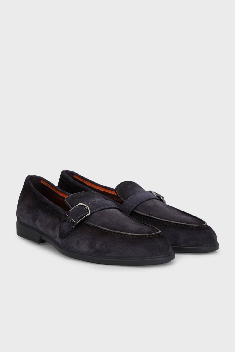 Santoni Kemerli Süet Loafer Erkek Ayakkabı MGAR18824OOTSRVRU59 LACİVERT - Santoni (1)