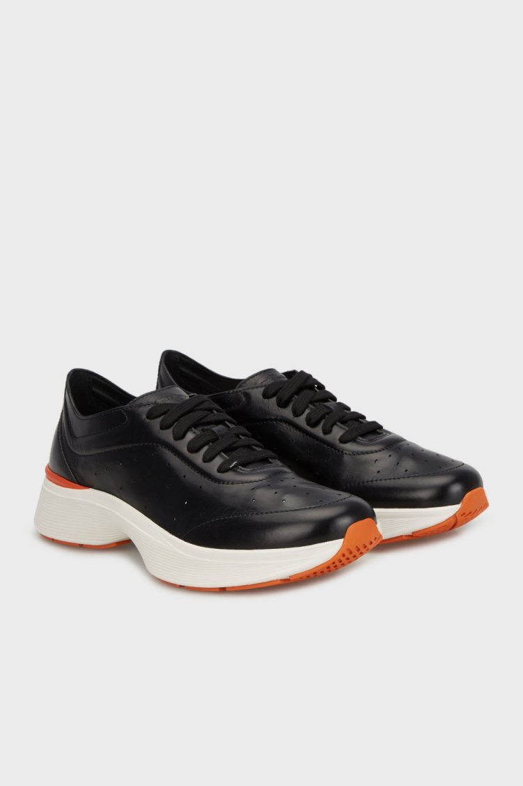 Santoni Logolu Hakiki Deri Kalın Tabanlı Sneaker Erkek Ayakkabı MBBC22070BARTOILN01 SİYAH - Santoni (1)