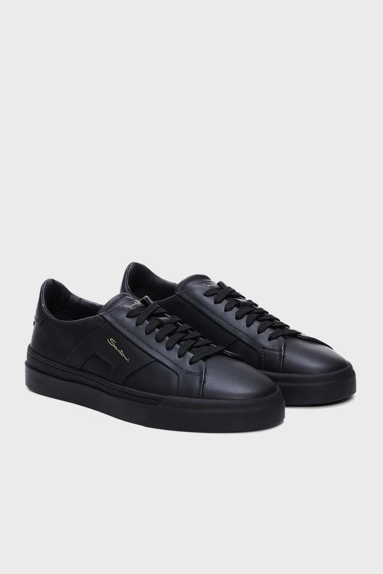 Santoni Logolu Hakiki Deri Sneaker Erkek Ayakkabı MBGT21779NEORXWHN01 SİYAH - Santoni (1)