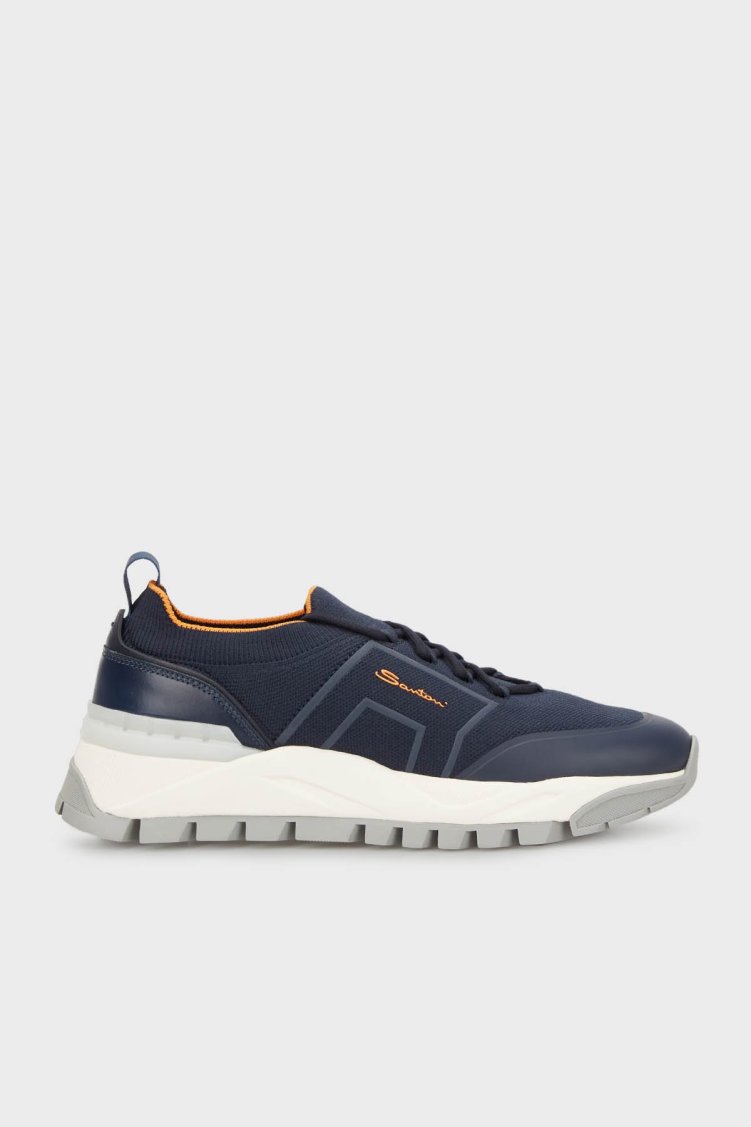 Santoni Logolu Sneaker Erkek Ayakkabı MBIH21923BGBRVDNU61 LACİVERT - Santoni
