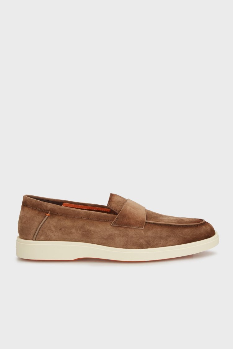 Santoni Süet Loafer Erkek Ayakkabı MGDT19051TICSEAAM21 KAHVE - Santoni