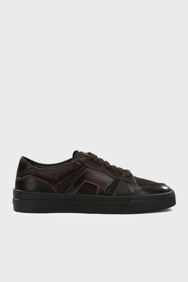 Santoni Süet Sneaker Erkek Ayakkabı MBGT22221SMOTGEUT50 Kahve - Santoni