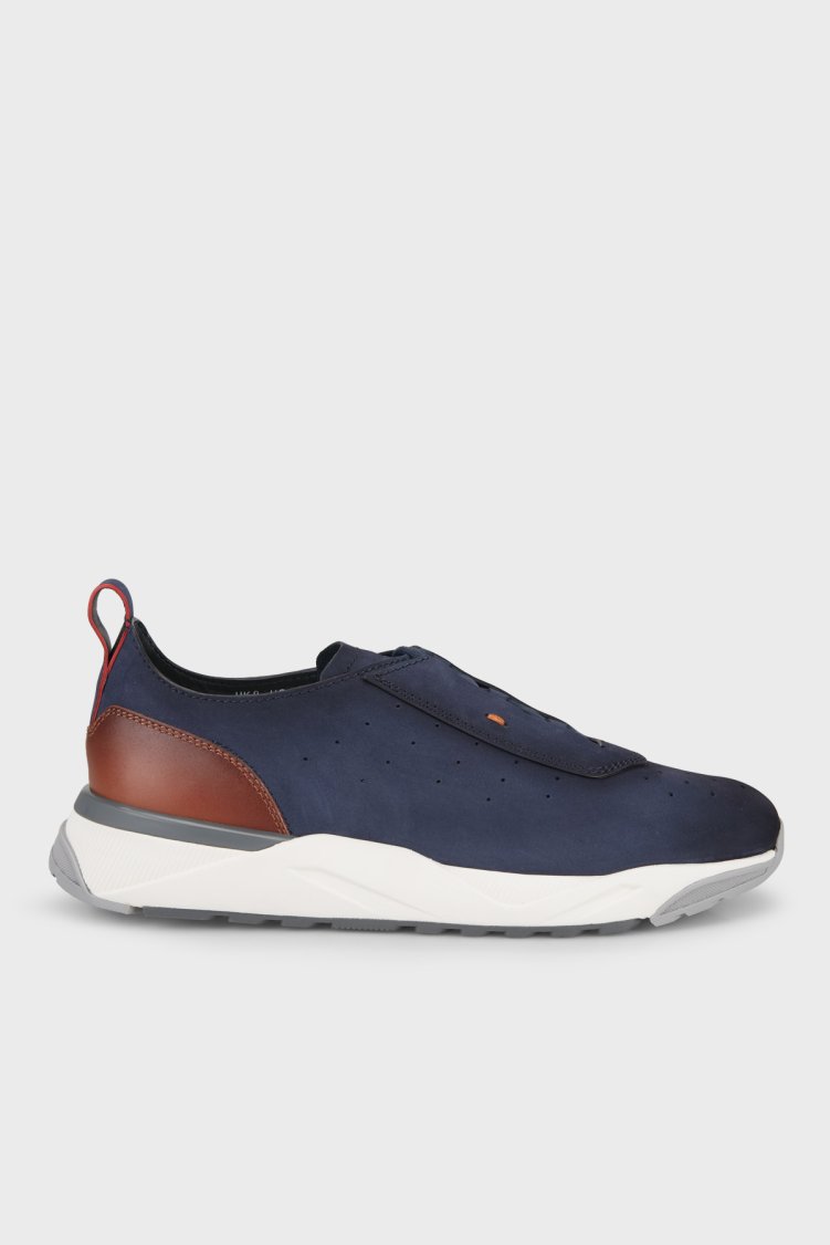 Santoni Süet Sneaker Erkek Ayakkabı MBIM22032BGRTOPQU59 LACİVERT - Santoni