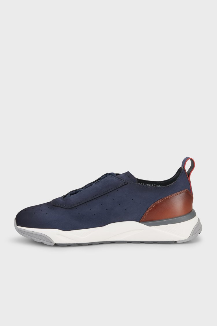 Santoni Süet Sneaker Erkek Ayakkabı MBIM22032BGRTOPQU59 LACİVERT - Santoni (1)