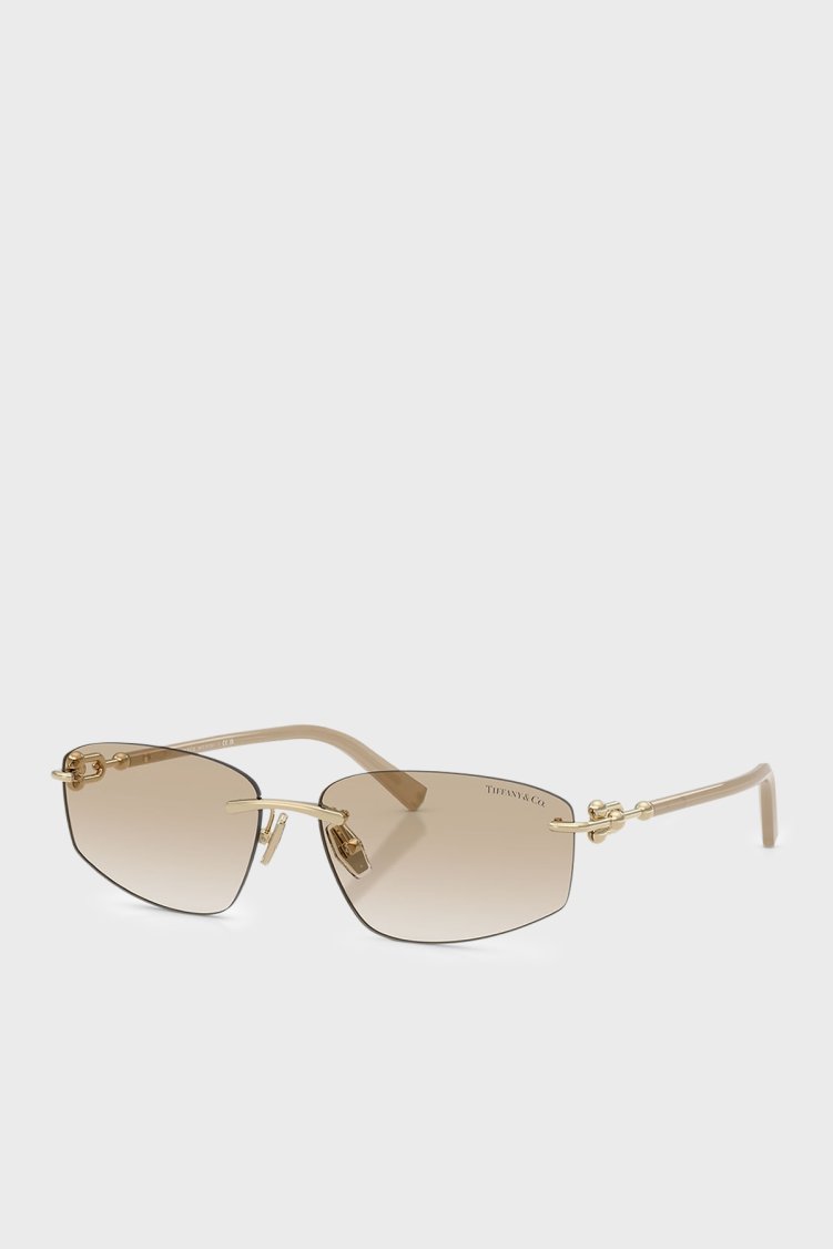 Tiffany&Co Logolu Asimetrik Güneş Unisex Gözlük 0TF3114 602111 59 Altın - Tiffany&Co
