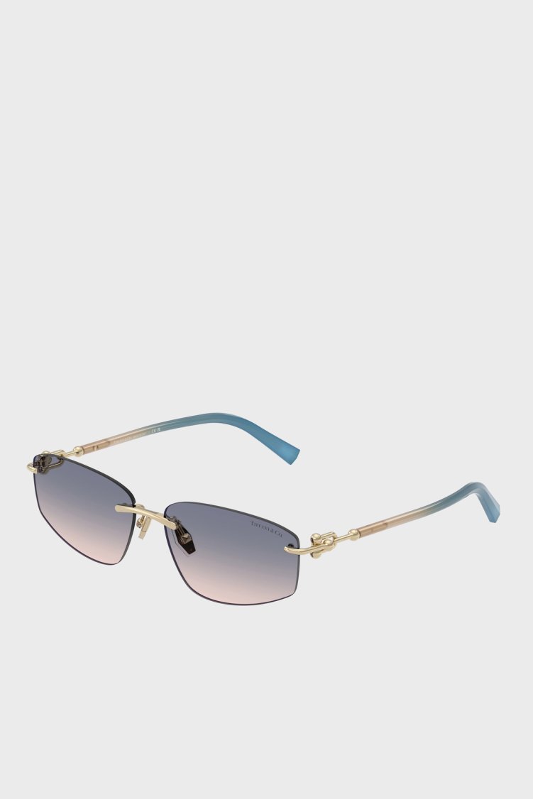 Tiffany&Co Logolu Asimetrik Güneş Unisex Gözlük 0TF3114 619116 59 Altın - Tiffany&Co