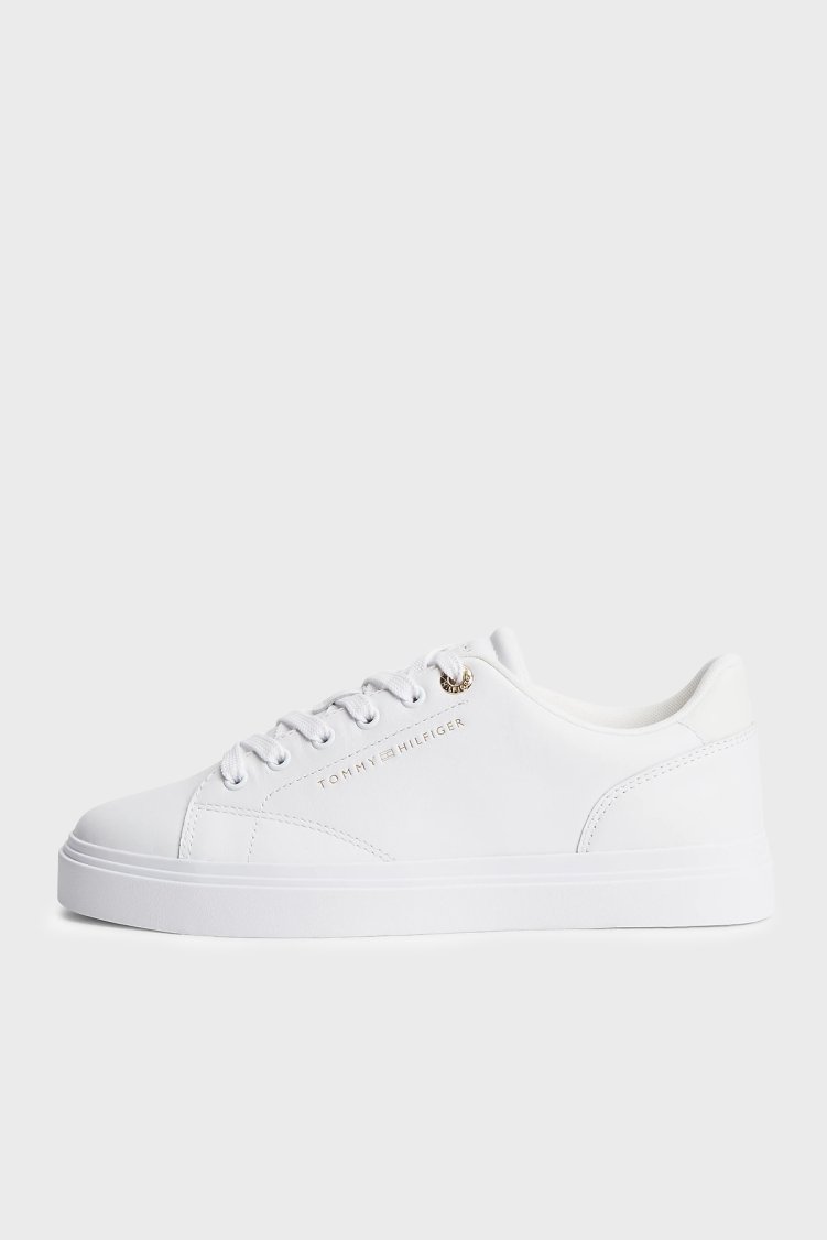 Tommy Hilfiger % 100 Deri Logolu Sneaker Kadın Ayakkabı FW0FW09105 YBS BEYAZ - Tommy Hilfiger (1)