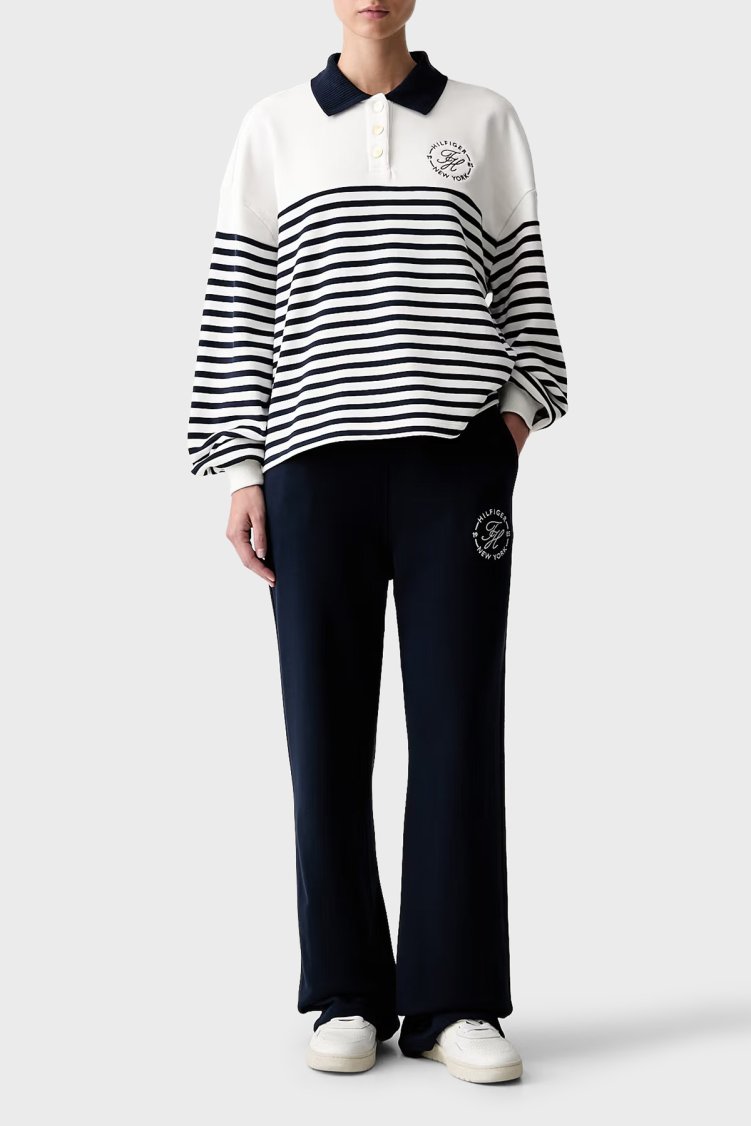 Tommy Hilfiger %100 Pamuk Logolu Relaxed Fit Kadın Sweat WW0WW50036 0FG Beyaz-lacivert - Tommy Hilfiger (1)