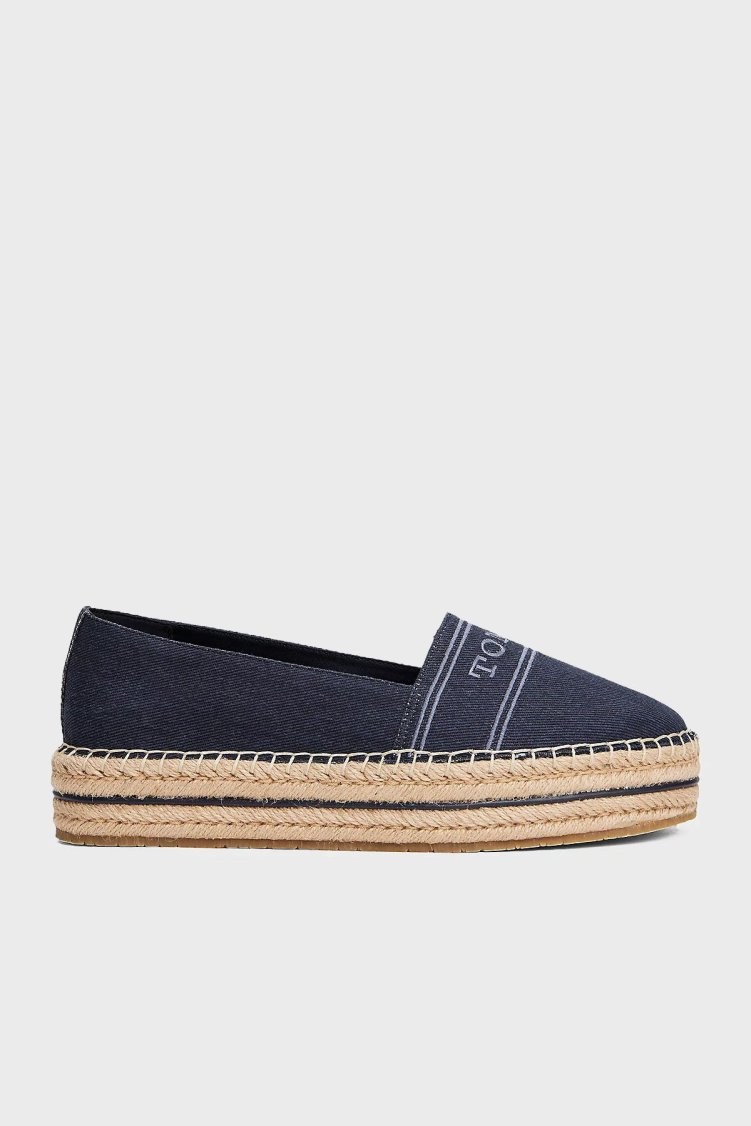 Tommy Hilfiger % 100 Pamuk Platform Taban Kadın Espadril FW0FW08543 DW6 LACİVERT - Tommy Hilfiger