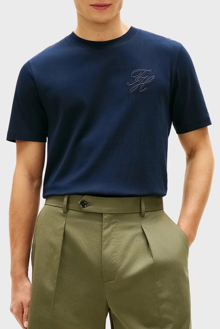 Tommy Hilfiger % 100 Pamuk Regular Fit Bisiklet Yaka Erkek T Shirt MW0MW42391 DW5 LACİVERT - Tommy Hilfiger