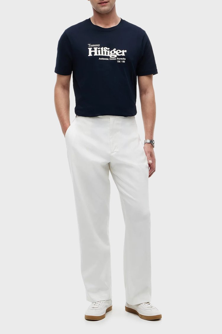 Tommy Hilfiger % 100 Pamuk Regular Fit Bisiklet Yaka Erkek T Shirt MW0MW43448 DW5 Lacivert - Tommy Hilfiger (1)