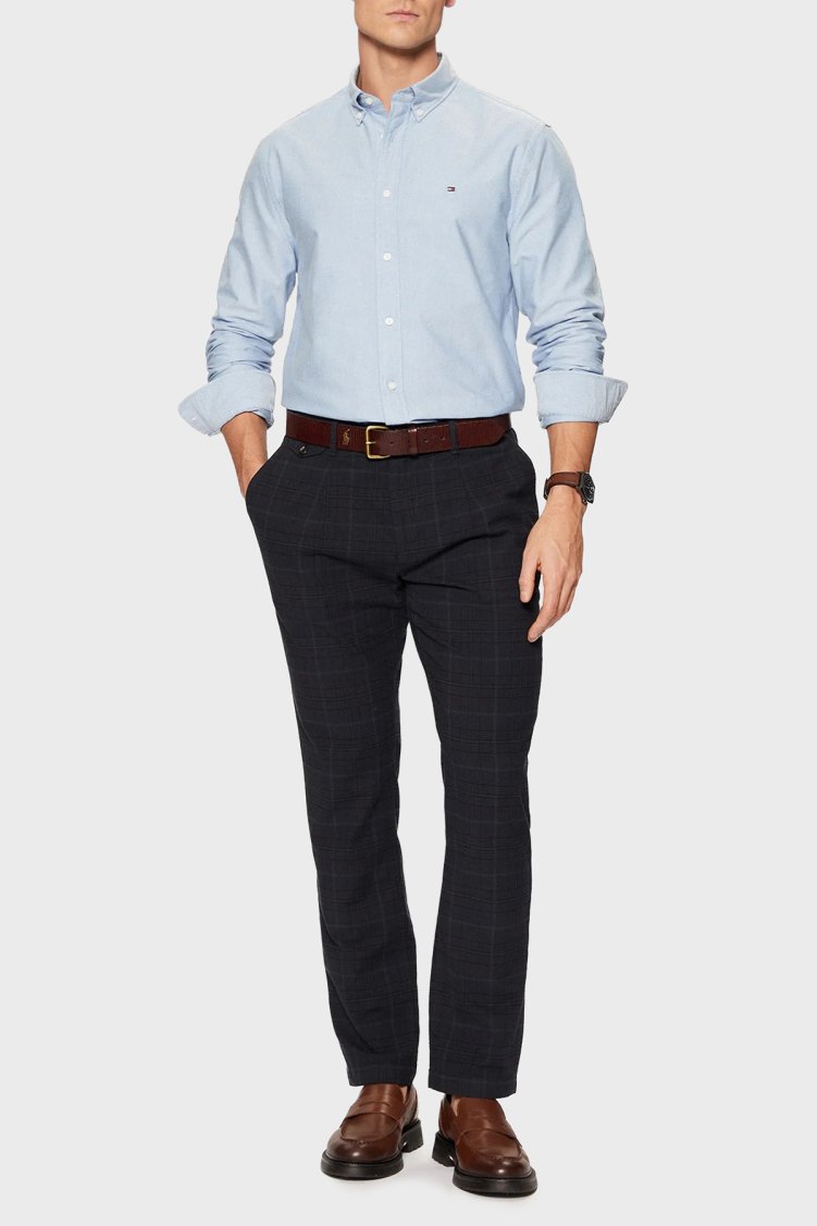 Tommy Hilfiger % 100 Pamuk Regular Fit Erkek Gömlek MW0MW35774 0GZ AÇIK MAVİ - Tommy Hilfiger (1)