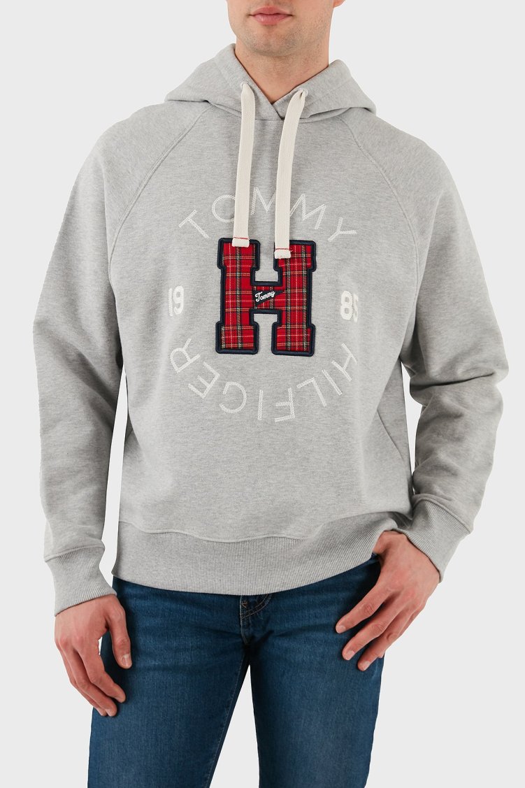 Tommy Hilfiger % 100 Pamuk Regular Fit Kapüşonlu Yaka Logolu Erkek Sweat DM0DM21259 P01 GRİ - Tommy Hilfiger